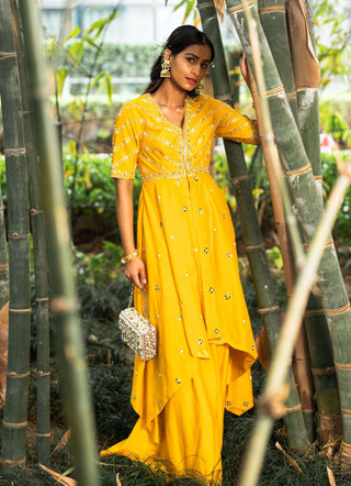 Raabya yellow kurta and sharara