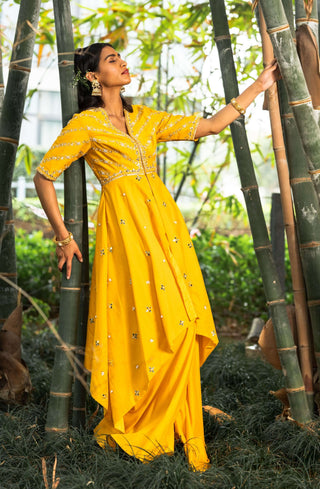 Raabya yellow kurta and sharara