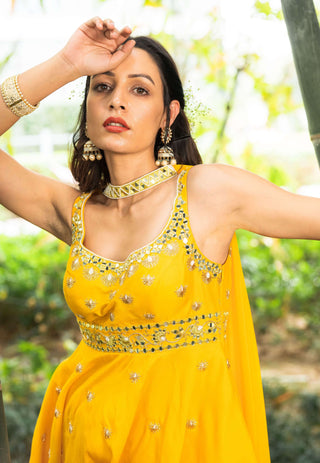 Abira yellow peplum kurta and sharara set