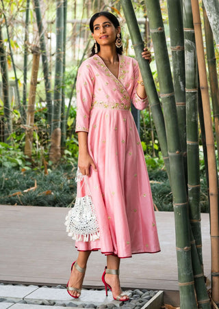 Saachi pink wrap dress