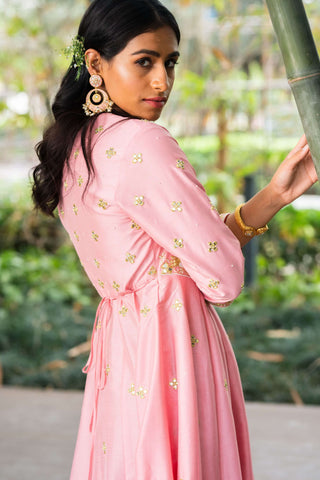 Saachi pink wrap dress