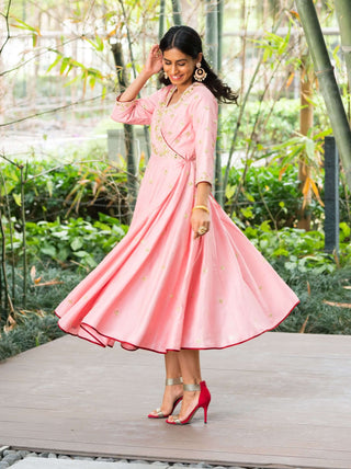 Saachi pink wrap dress