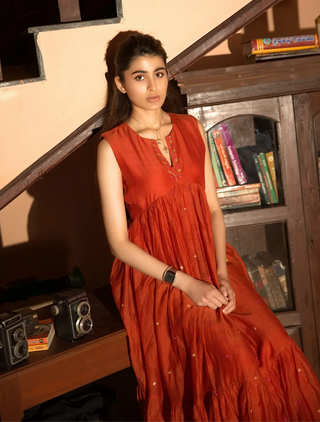 Rust orange long dress