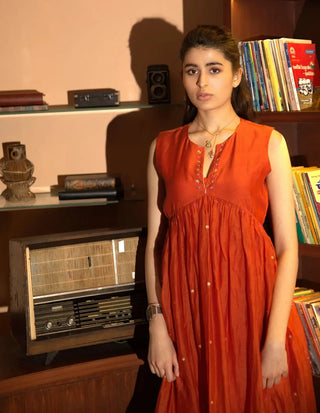 Rust orange long dress