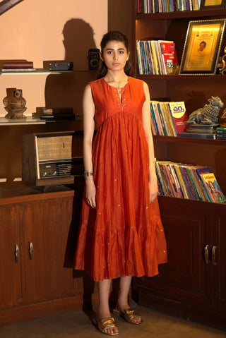 Rust orange long dress