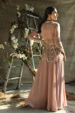 Dark rosegold peplum and flared pant