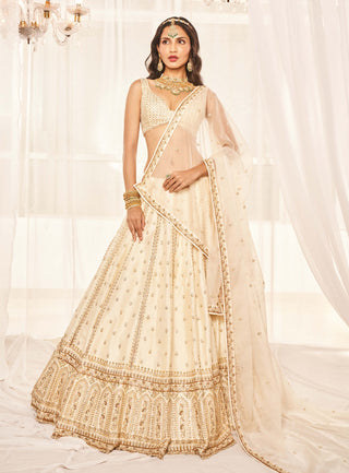 Ivory zardosi embellished lehenga set