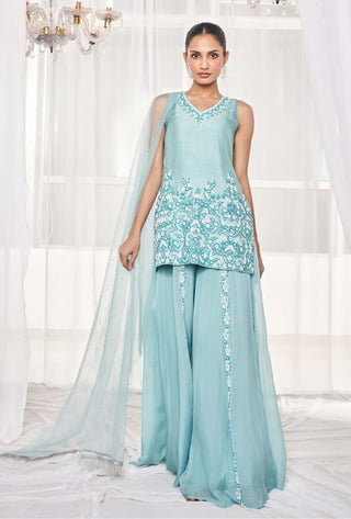 Candy blue sharara and kurta set