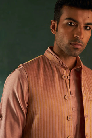 Rose pink pathani kurta and nehru jacket