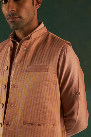 Rose pink pathani kurta and nehru jacket