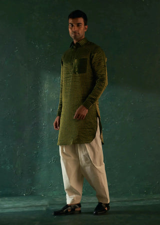 Midas deep green pathani kurta and salwar