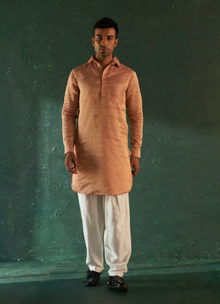 Old rose stripe pathani kurta and salwar