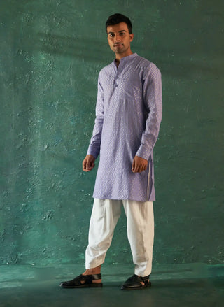 Lavender chevron embroidered kurta and salwar