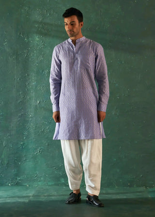 Lavender chevron embroidered kurta and salwar