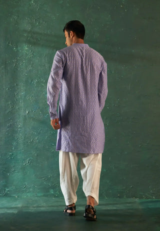 Lavender chevron embroidered kurta and salwar