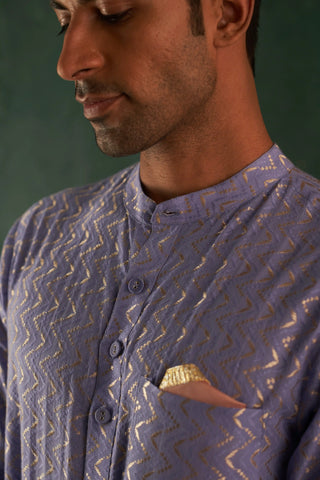 Lavender chevron embroidered kurta and pant