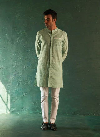 Midas aqua green chevron kurta and pant