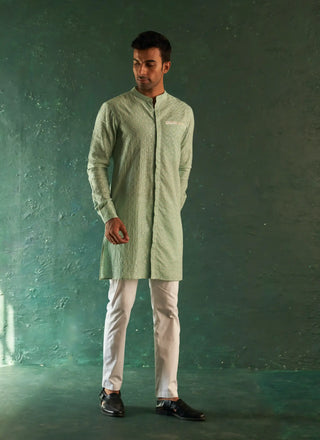 Midas aqua green chevron kurta and pant