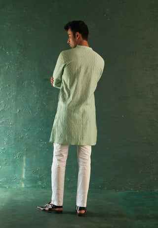 Midas aqua green chevron kurta and pant