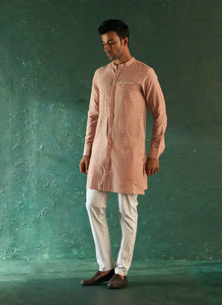 Midas old rose chevron kurta with pant