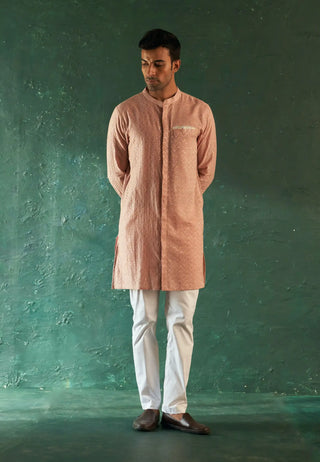 Midas old rose chevron kurta with pant