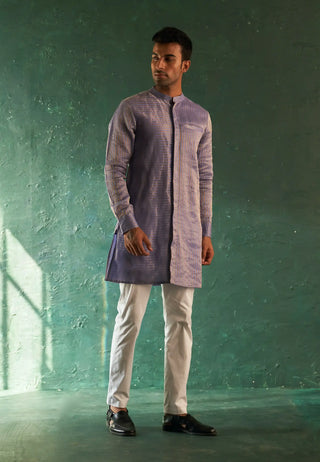 Midas lavender tissue stripe kurta and pant