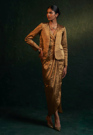 Midas gold tissue dress and jacket