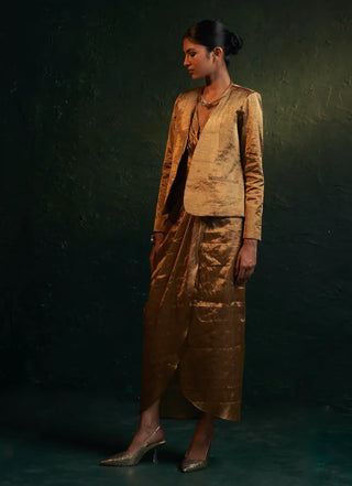 Midas gold tissue dress and jacket