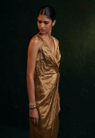 Midas gold tissue dress