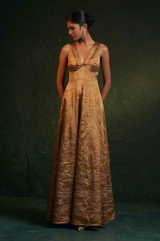 Midas gold tissue long dress