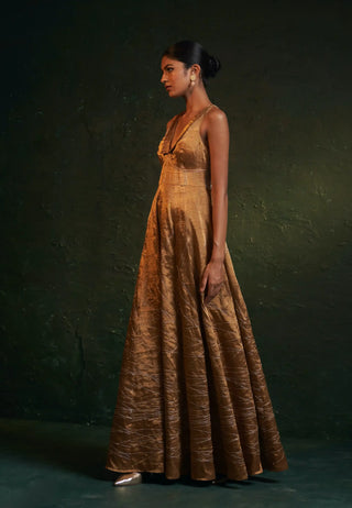 Midas gold tissue long dress