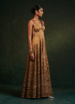 Midas gold tissue long dress