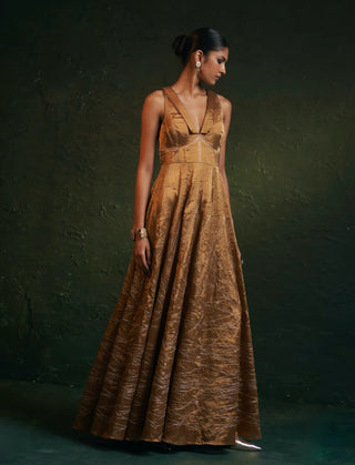 Midas gold tissue long dress