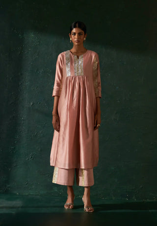 Midas old rose chanderi kurta set