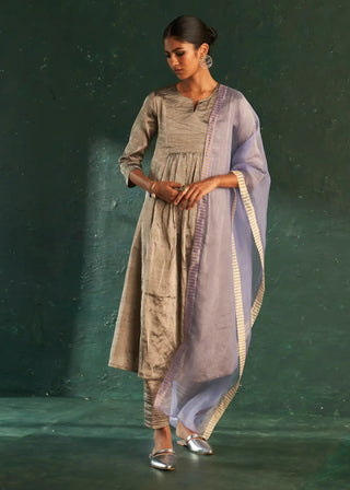 Midas silver tissue kurta set