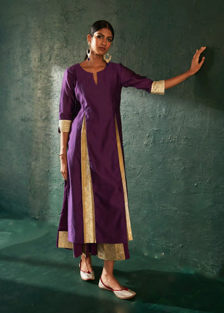 Midas purple chanderi kurta set