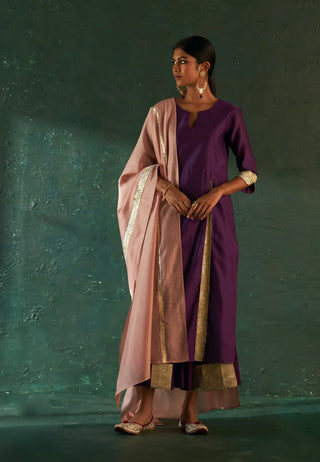 Midas purple chanderi kurta set