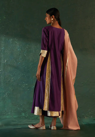 Midas purple chanderi kurta set