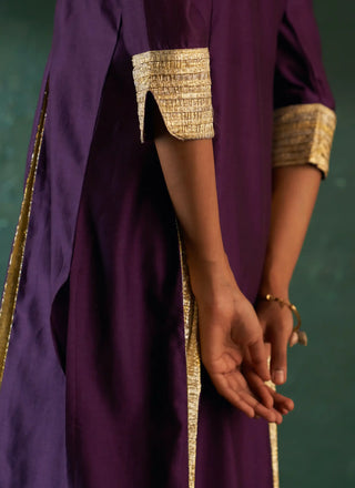 Midas purple chanderi kurta set