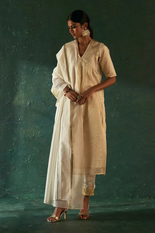 Midas ivory tissue stripe kurta set