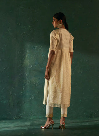 Midas ivory tissue stripe kurta set