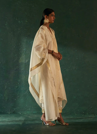 Midas ivory tissue stripe kurta set