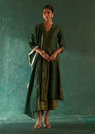 Midas deep green chanderi kurta set