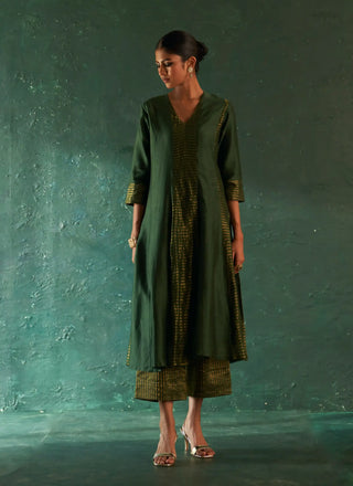 Midas deep green chanderi kurta set