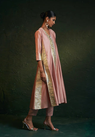 Midas rose pink chanderi kurta set