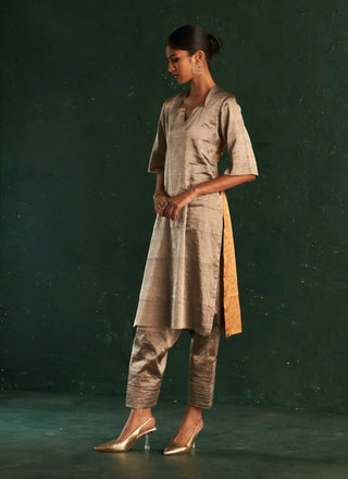 Midas maple leaf gold tissue kurta set