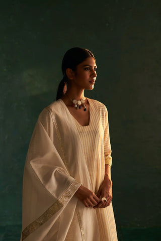 Midas ivory stripe kurta set