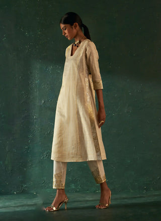 Midas ivory stripe kurta set