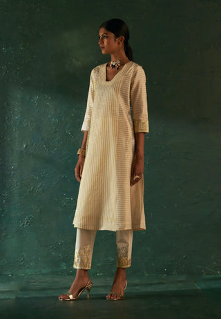 Midas ivory stripe kurta set