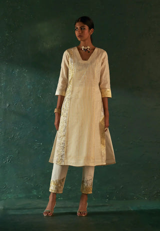 Midas ivory stripe kurta set